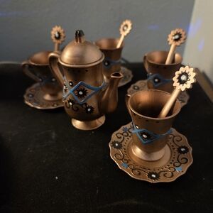 Elegant Copper Painted Tea Mini Toy Set
